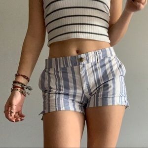 Blue and White Striped Short-Shorts